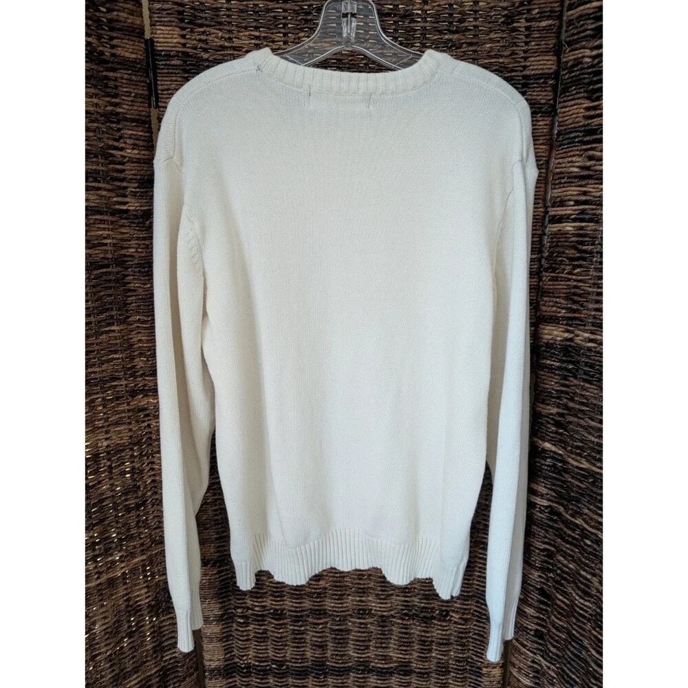 VTG Oscar de la Renta Cable Knit Sweater Mens XL Cream Coastal Old Money Preppy